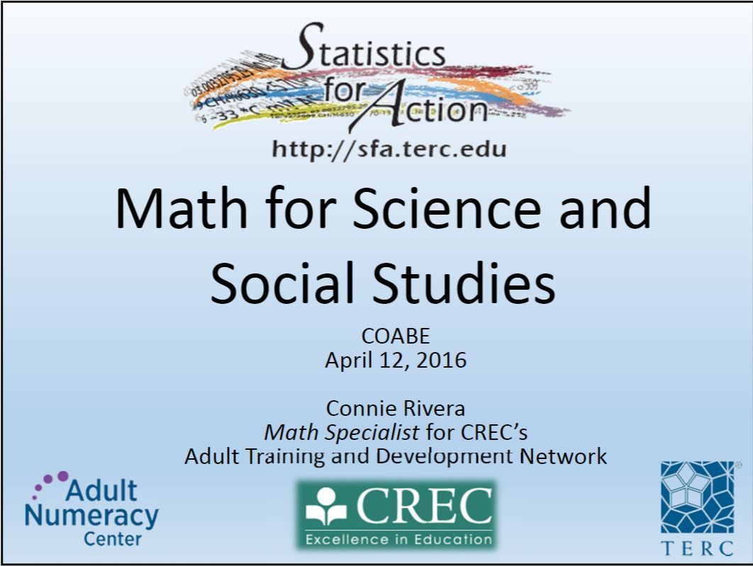 Social Study Math Statistics for Action: Math for Science and Social Studies – COABE ...