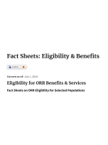 Fact Sheets: Eligibility for ORR Benefits & Services