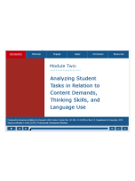 Analyzing Student Tasks in Relation to Content Demands, Thinking Skills, and Language Use – Module Two