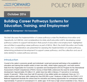 Building Career Pathways Systems for Education, Training, and Employment