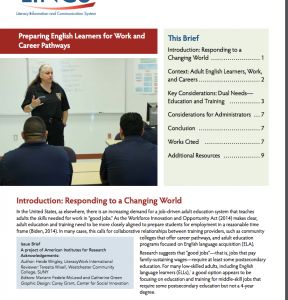 Preparing English Learners for Work and Career Pathways: Issue Brief