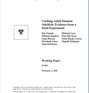 Curbing Adult Student Attrition: Evidence from a Field Experiment
